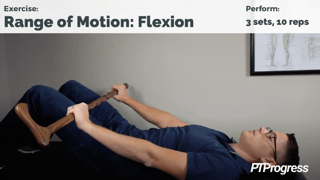 Supine cane-assisted shoulder flexion