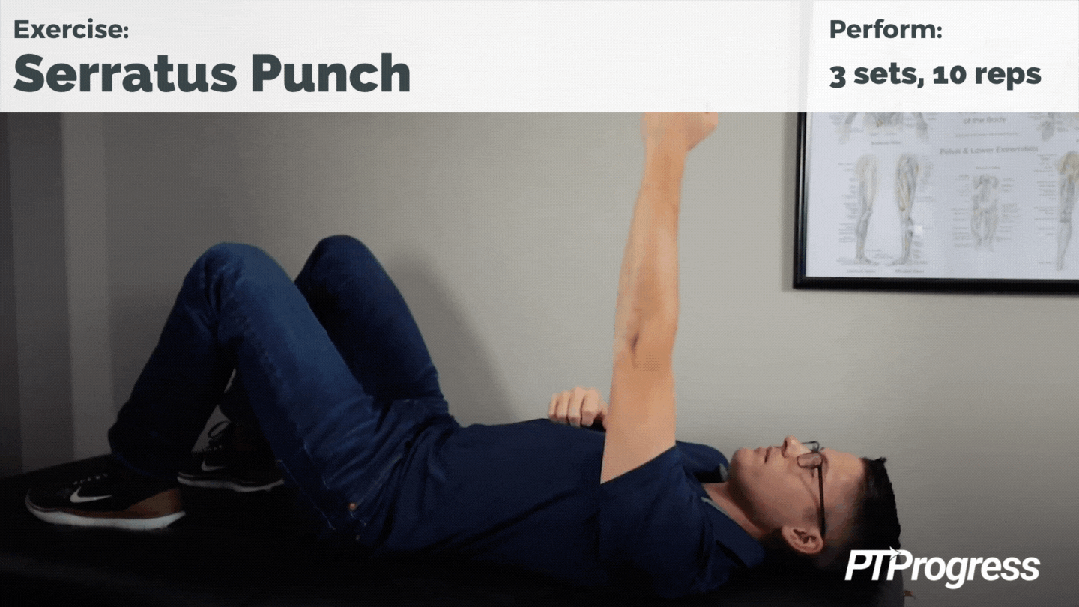 Supine shoulder punch exercise